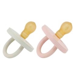 HEVEA Succion | Lot De 2 Tetines Rondes Bumi Bebe Rose & Sage - 0/3 Mois