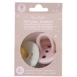 HEVEA Succion | Lot De 2 Tetines Rondes Bumi Bebe Rose & Sage - 0/3 Mois