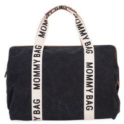 Childhome Sac A Langer | Mommy Bag Large Signature Canvas - Noir