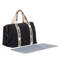 Childhome Sac A Langer | Mommy Bag Large Signature Canvas - Noir