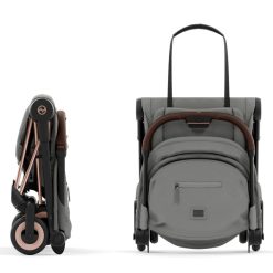 Cybex Poussette Compacte | Poussette Ultra-Compacte Coya Chassis Rosegold - Mirage Grey