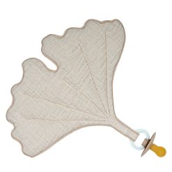 Quax Succion | Doudou Attache-Sucette Ginkgo Natural - Argile