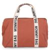 Childhome Sac A Langer | Mommy Bag Large Signature Canvas - Terracotta