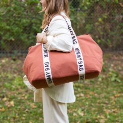 Childhome Sac A Langer | Mommy Bag Large Signature Canvas - Terracotta