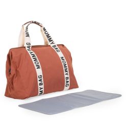 Childhome Sac A Langer | Mommy Bag Large Signature Canvas - Terracotta