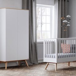 Vox Meubles Meuble Bebe | Armoire 2 Portes Nature - Blanc