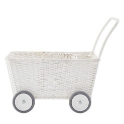 Olli Ella Mes Premiers Jouets | Landau Chariot Strolley En Rotin - Blanc