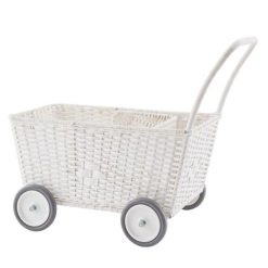 Olli Ella Mes Premiers Jouets | Landau Chariot Strolley En Rotin - Blanc