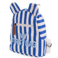 Childhome Bagagerie Enfant | Sac A Dos My First Bag - Rayures Bleu Electrique Bleu Clair