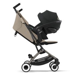 Cybex Poussette Compacte | Poussette Ultra-Compacte Libelle Chassis Taupe - Almond Beige