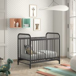 JAXX Meuble Bebe | Lit Bebe Reglable Bronxx Noir Mat - 60 X 120 Cm