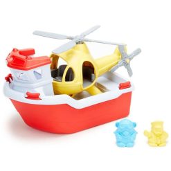 Green Toys Mes Premiers Jouets | Jeu De Bain Bateau De Sauvetage Et Helicoptere