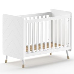 JAXX Meuble Bebe | Lit Bebe Reglable Billy Satin White - 60 X 120 Cm