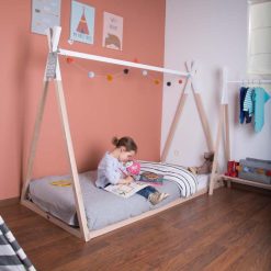 Childhome Meuble Bebe | Lit Bebe Tipi Naturel Et Blanc - 70 X 140 Cm