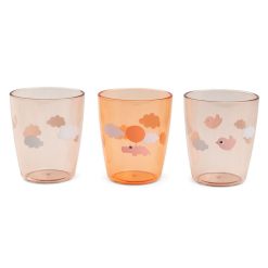 Done by Deer Repas | Lot De 3 Mini Verres Yummy Happy Clouds Papaye - 120 Ml