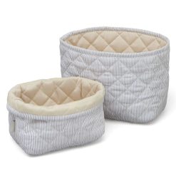 Camcam Copenhagen Rangement | Lot De 2 Paniers De Rangement - Classic Stripes Blue Praline