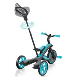 Globber Trotteur & Porteur | Tricycle Evolutif Trike Explorer 4-En-1 - Turquoise