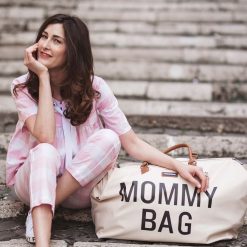 Childhome Sac A Langer | Mommy Bag Large - Ecru Et Noir