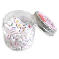 La Petite Epicerie Loisirs Creatifs | Pot De Perles Lettres - Multicolore Et Blanc