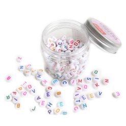 La Petite Epicerie Loisirs Creatifs | Pot De Perles Lettres - Multicolore Et Blanc