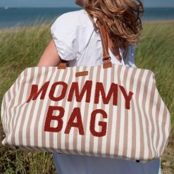 Childhome Sac A Langer | Mommy Bag Large - Rayures Nude Terracotta