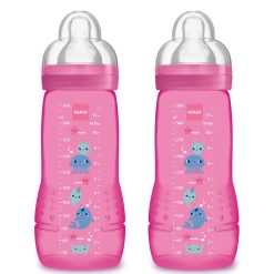 MAM Biberonnerie | Lot De 2 Biberons Easy Active 2Eme Age Rose - 330 Ml