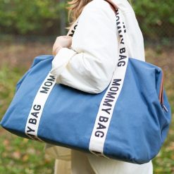 Childhome Sac A Langer | Mommy Bag Large Signature Canvas - Indigo