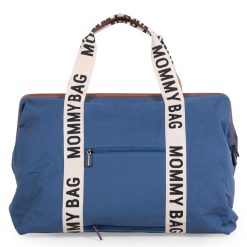 Childhome Sac A Langer | Mommy Bag Large Signature Canvas - Indigo