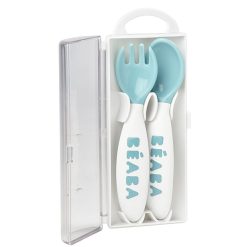 BÉABA Repas | Lot De 2 Couverts Ergonomiques 2Eme Age - Blue