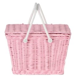 Olli Ella Accessoires Bebe | Panier En Rotin Piki - Rose