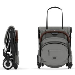 Cybex Poussette Compacte | Poussette Ultra-Compacte Coya Chassis Chrome - Mirage Grey