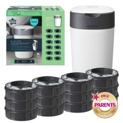 Tommee Tippee Couche | Starter Pack Poubelle A Couches Twist & Click + 12 Recharges - Blanc