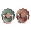 Frigg Succion | Lot De 2 Tetines Daisy Bloom Caoutchouc Rose Gold & Willow - 6/18 Mois