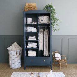 Maison Charlotte Meuble Bebe | Armoire 2 Portes Opera - Bleu Prestige