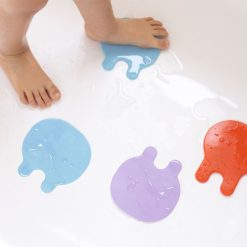 Quutopia Baignoire | Lot De 8 Meduses Antiderapantes Grippi - Bleu Et Corail