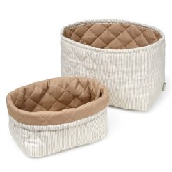 Camcam Copenhagen Rangement | Lot De 2 Paniers De Rangement - Classic Stripes Camel