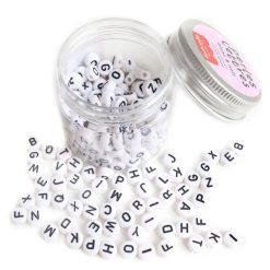 La Petite Epicerie Loisirs Creatifs | Pot De Perles Lettres - Noir Et Blanc