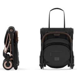 Cybex Poussette Compacte | Poussette Ultra-Compacte Coya Chassis Rosegold - Sepia Black