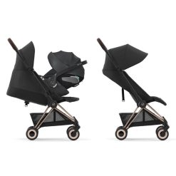 Cybex Poussette Compacte | Poussette Ultra-Compacte Coya Chassis Rosegold - Sepia Black