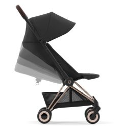 Cybex Poussette Compacte | Poussette Ultra-Compacte Coya Chassis Rosegold - Sepia Black