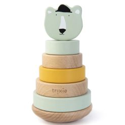 Trixie Baby Mes Premiers Jouets | Tour A Empiler En Bois - Mr. Polar Bear