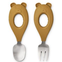 Liewood Repas | Lot De 2 Couverts Stanley - Mr Bear Golden Caramel