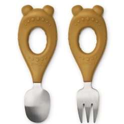 Liewood Repas | Lot De 2 Couverts Stanley - Mr Bear Golden Caramel