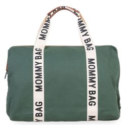 Childhome Sac A Langer | Mommy Bag Large Signature Canvas - Vert