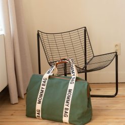 Childhome Sac A Langer | Mommy Bag Large Signature Canvas - Vert