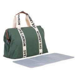 Childhome Sac A Langer | Mommy Bag Large Signature Canvas - Vert