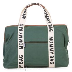 Childhome Sac A Langer | Mommy Bag Large Signature Canvas - Vert