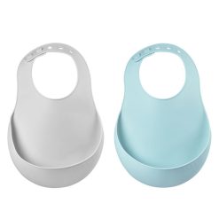 BÉABA Bavoir | Lot De 2 Bavoirs Silicone - Light Mist & Airy Green