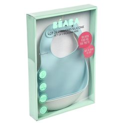 BÉABA Bavoir | Lot De 2 Bavoirs Silicone - Light Mist & Airy Green