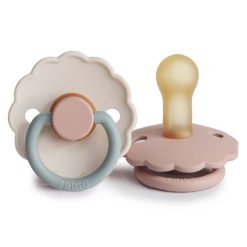 Frigg Succion | Lot De 2 Tetines Daisy Bloom Caoutchouc Blush & Cotton Candy - 6/18 Mois